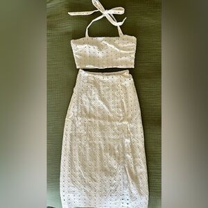 Lulu's White Eyelet Skirt Set
